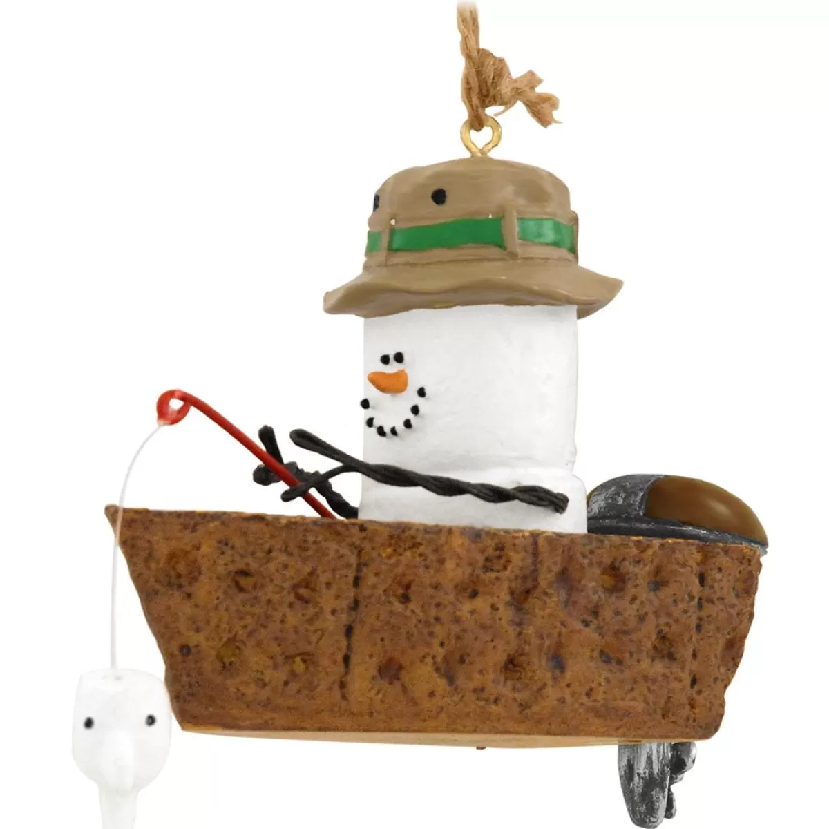 Bronner's Christmas Wonderland S'Mores Snowman In Fishing Boat Resin Ornament> Food, Drinks, & Cooking