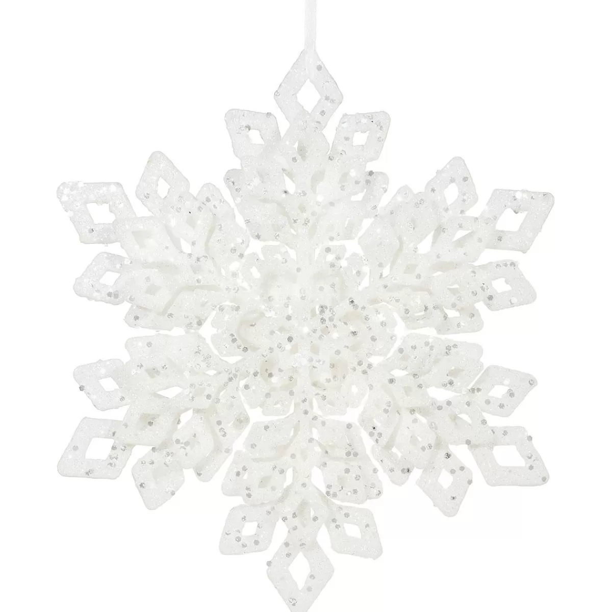 Bronner's Christmas Wonderland Snowflake 12 Inch White Glitter Plastic | Shatterproof