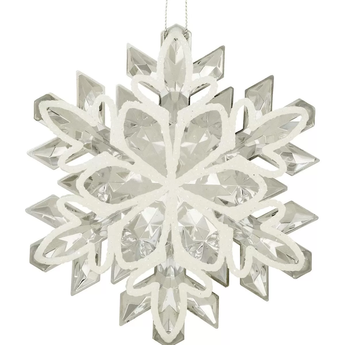 Bronner's Christmas Wonderland Snowflake Plastic Silver And White Ornament | Shatterproof