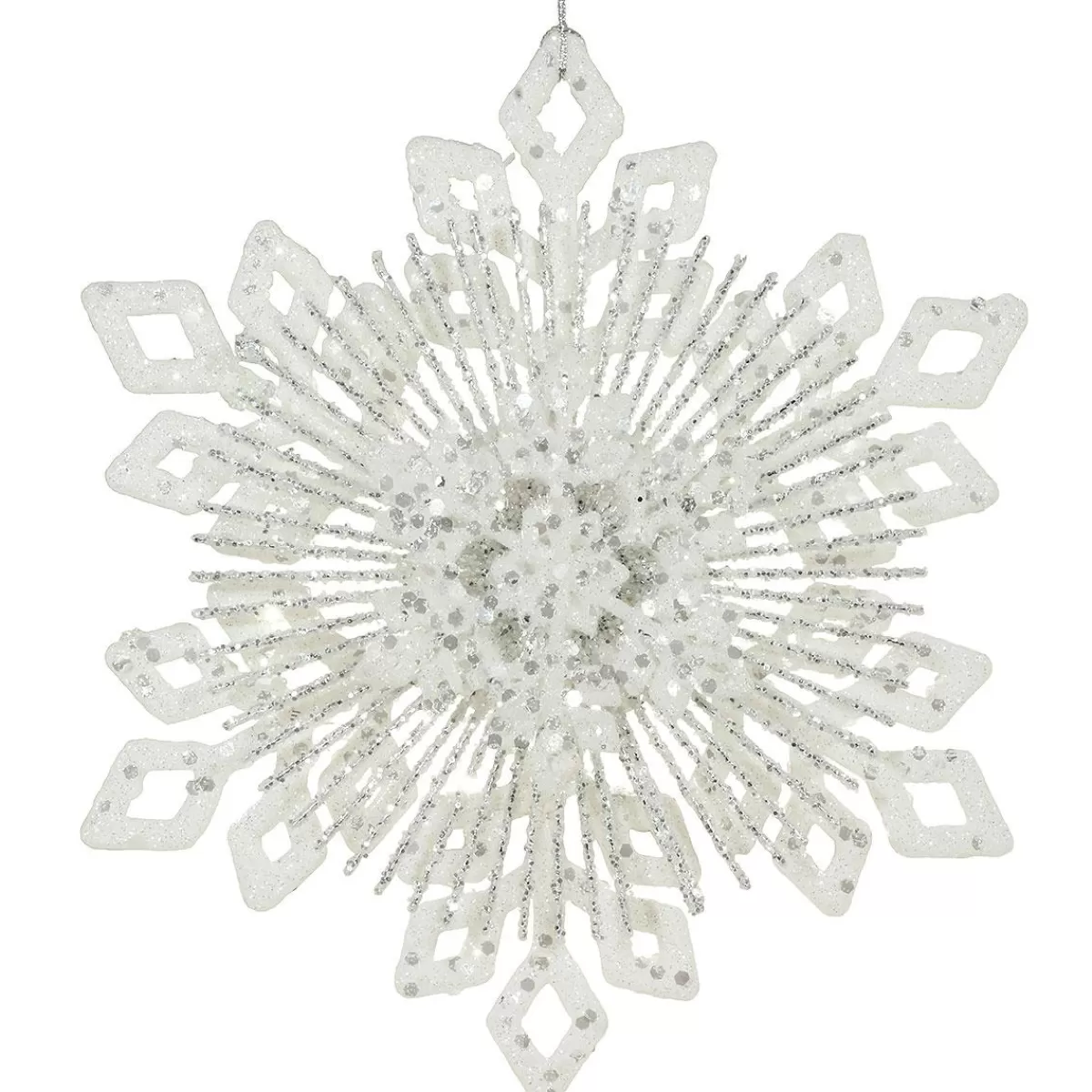 Bronner's Christmas Wonderland Snowflake White Glitter Plastic 9 Inch Ornament | Shatterproof