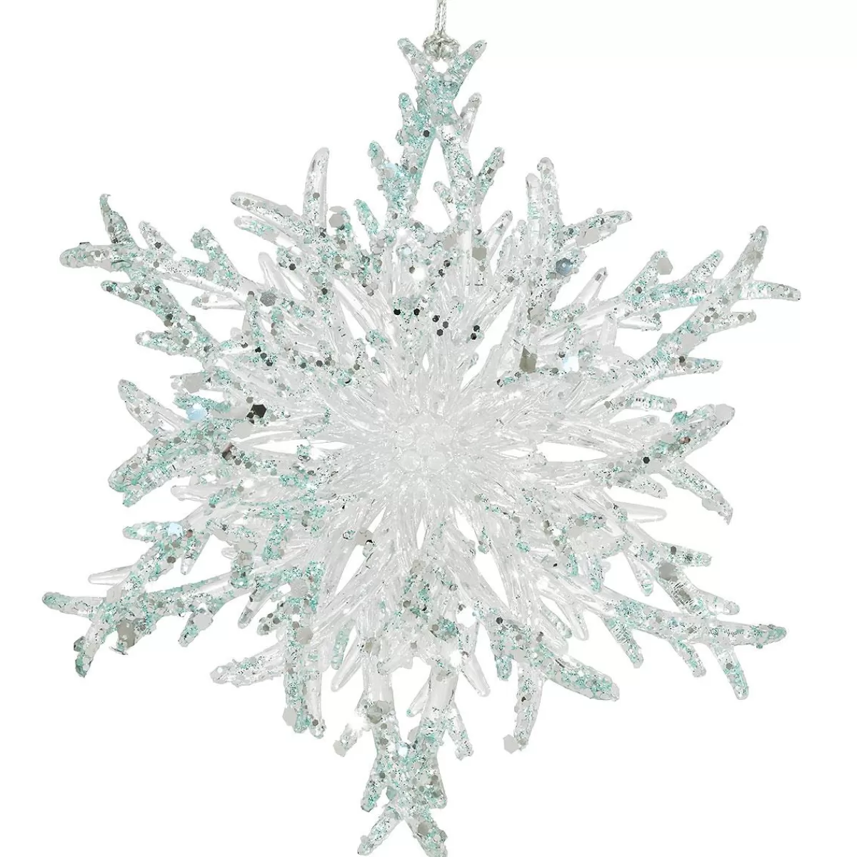 Bronner's Christmas Wonderland Snowflake With Blue Glitter 5 Inch Plastic Ornament | Shatterproof