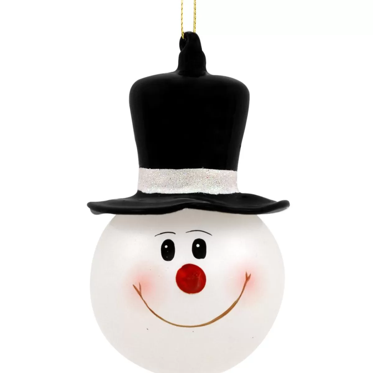 Bronner's Christmas Wonderland Snowman Head With Black Hat Glass Ornament | Snowmen