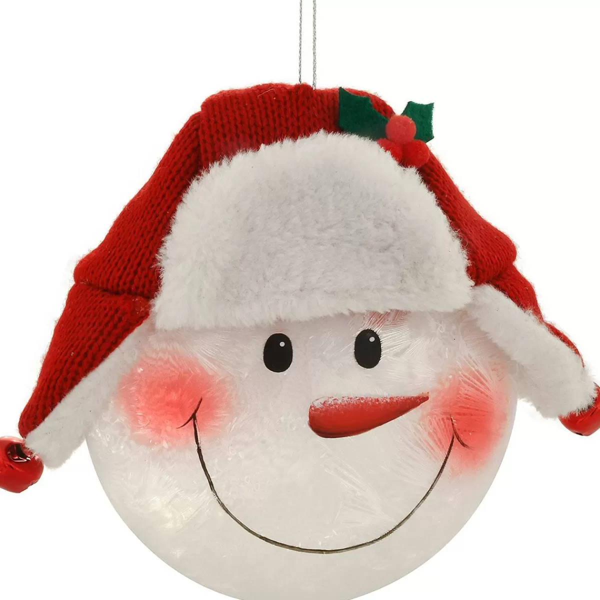 Bronner's Christmas Wonderland Snowman Head With Flappy Hat Glass Disc Ornament | Snowmen