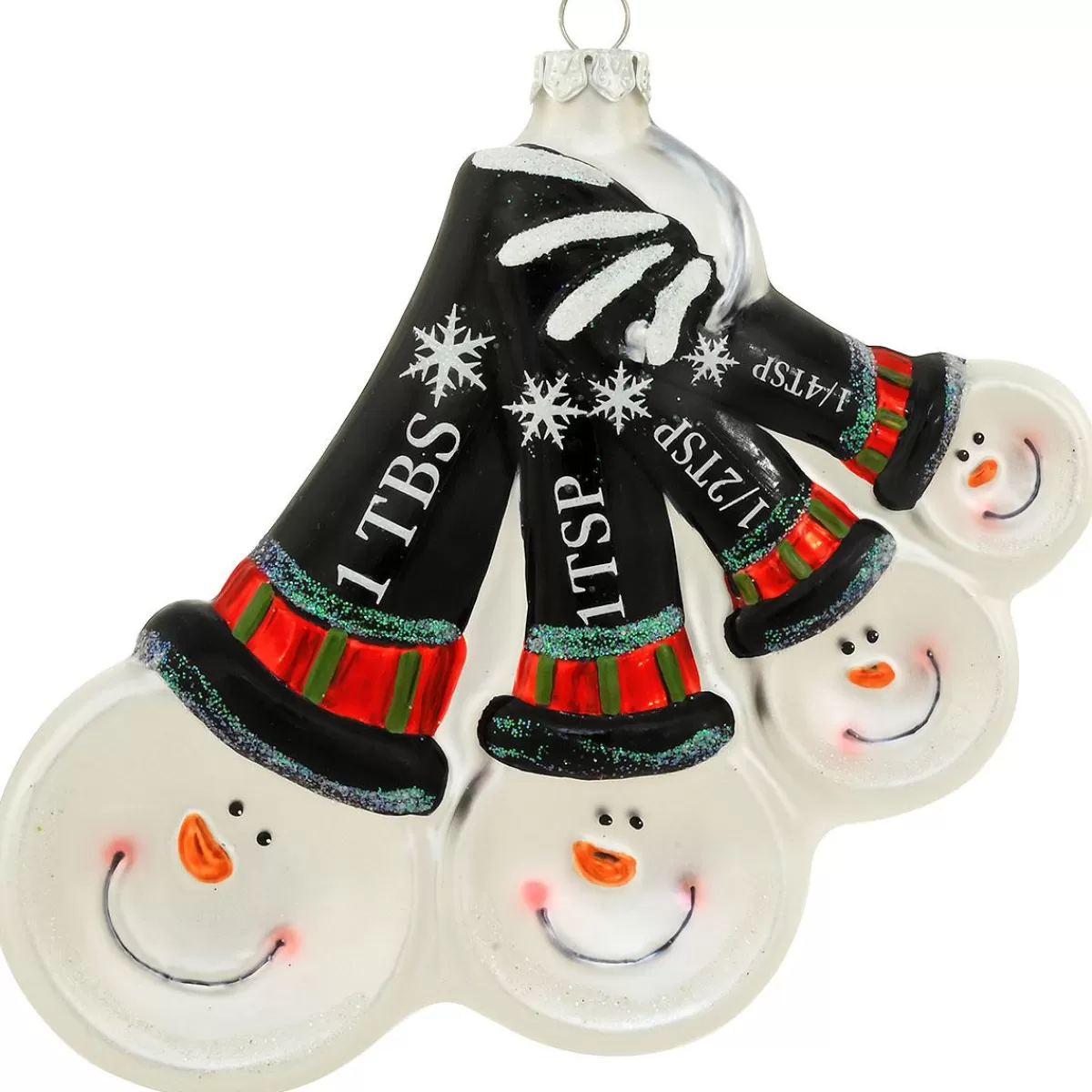 Bronner's Christmas Wonderland Snowman Measuring Spoons Glass Ornament> Food, Drinks, & Cooking