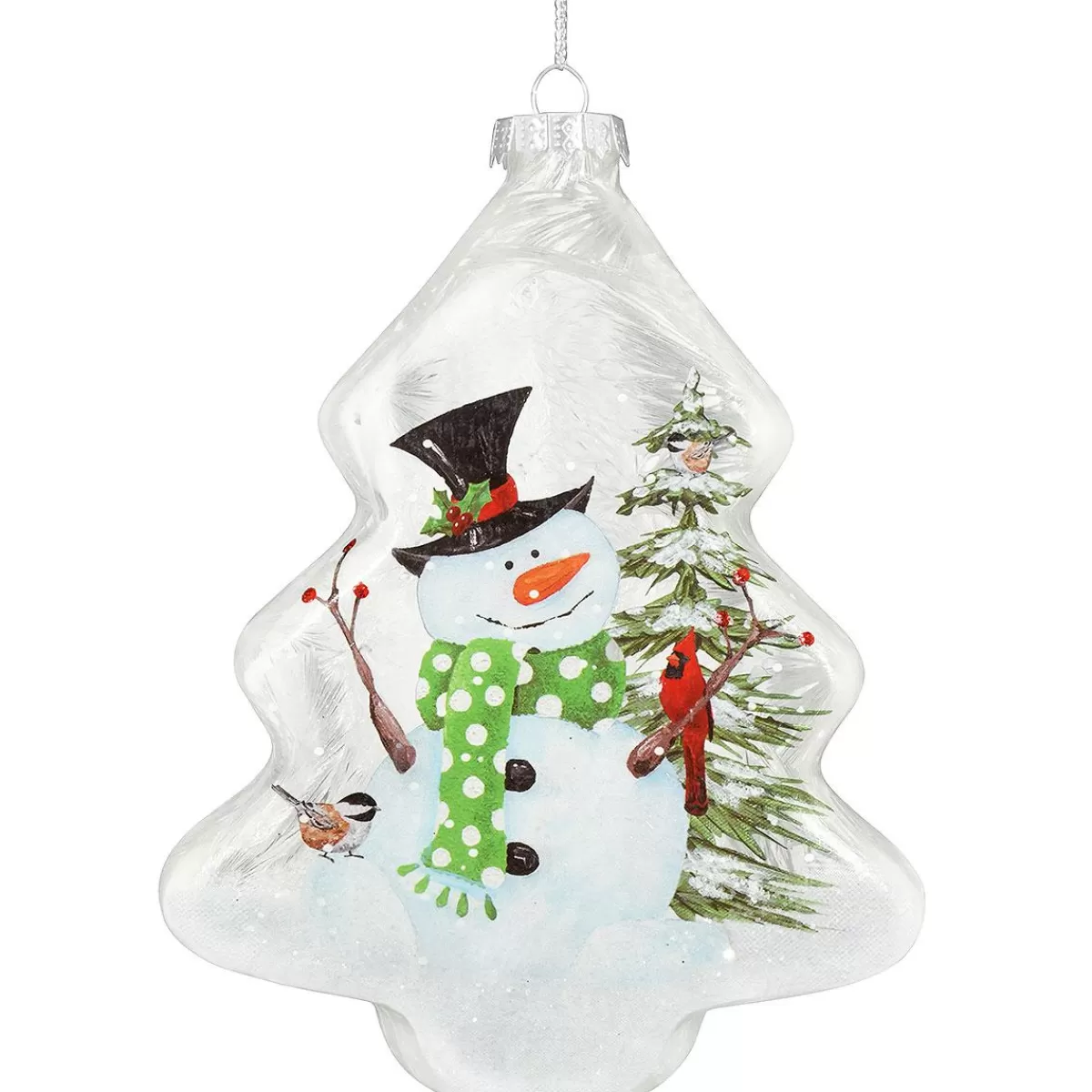 Bronner's Christmas Wonderland Snowman On Tree Shape Glass Ornament | Snowmen