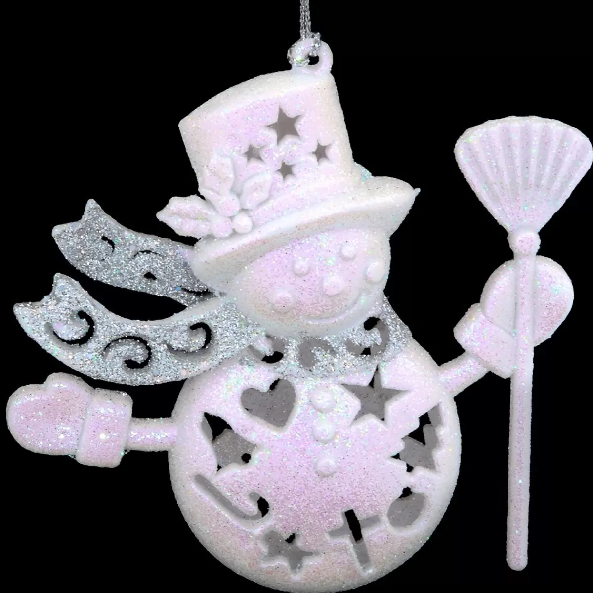 Bronner's Christmas Wonderland Snowman Ornament With Silver Glitter Scarf | Shatterproof