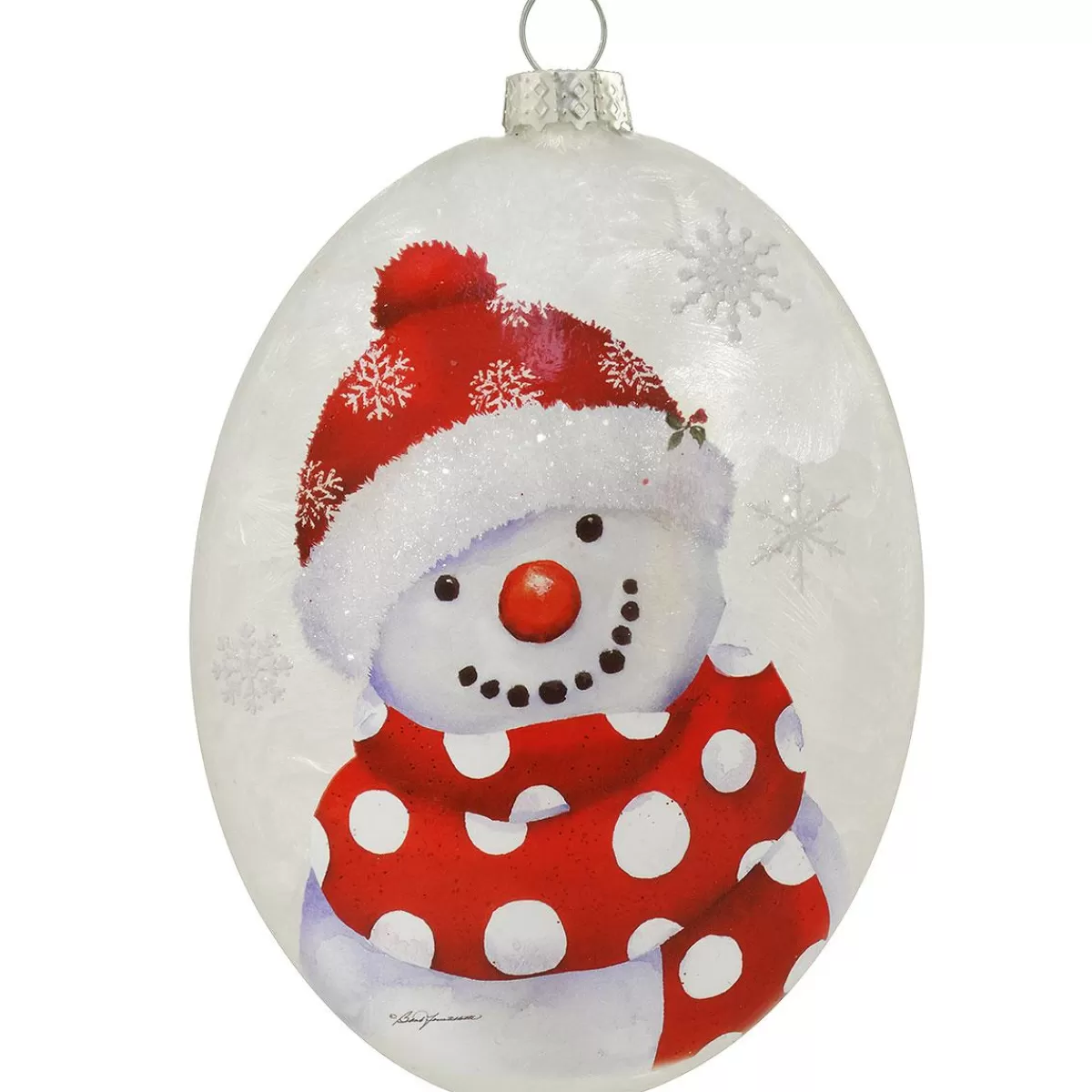 Bronner's Christmas Wonderland Snowman Red/White Oval Disc Ornament | Snowmen