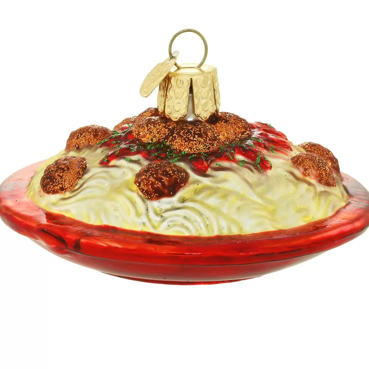 Bronner's Christmas Wonderland Spaghetti And Meatballs Glass Ornament> Food, Drinks, & Cooking