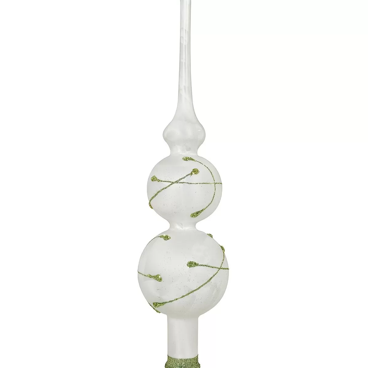 Bronner's Christmas Wonderland Tree Topper White Glass With Green Glitter | Tree Toppers