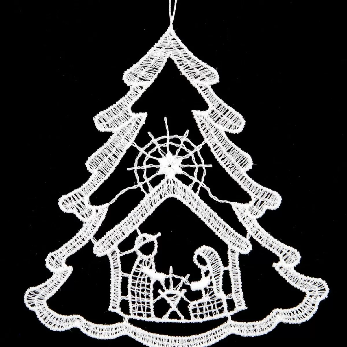 Bronner's Christmas Wonderland Tree With Manger Lace Ornament | Religious